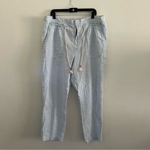 Anthropologie | Striped Linen and Cotton Pants with Rope